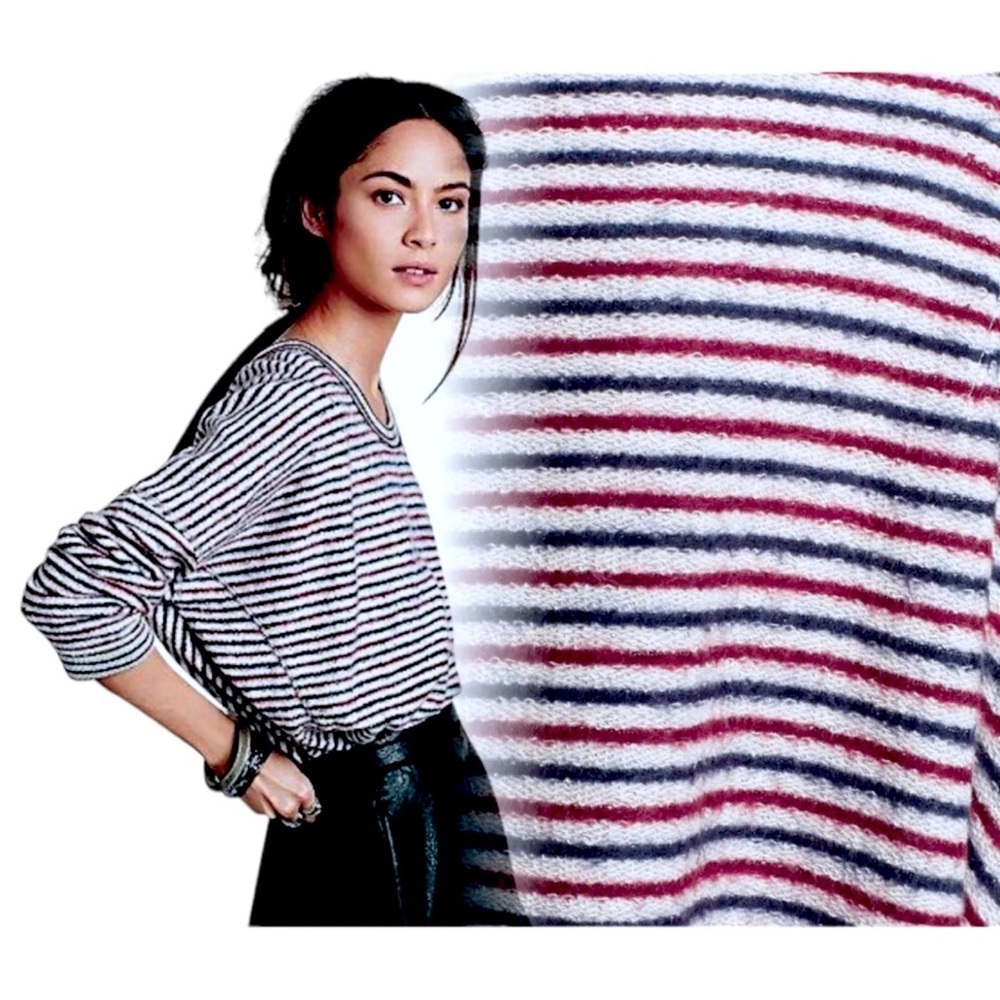 $108 Free People Comfy Pullover Small 4 Oversized SOFT Striped Red Grey Blue NWT